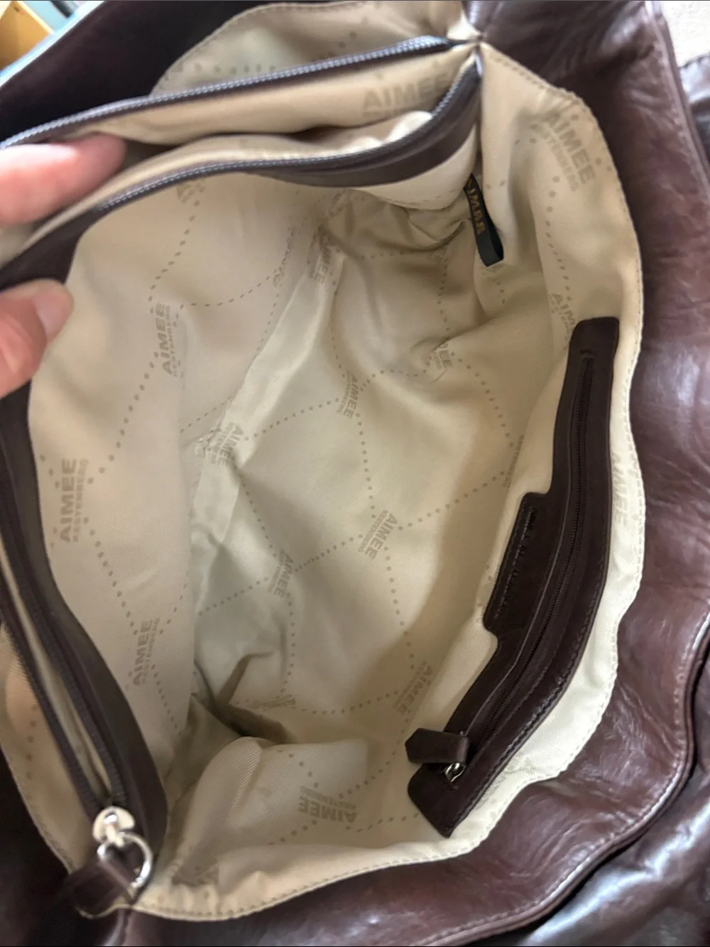 Aimee kestenberg Brown Leather Tote with American Flag Accent